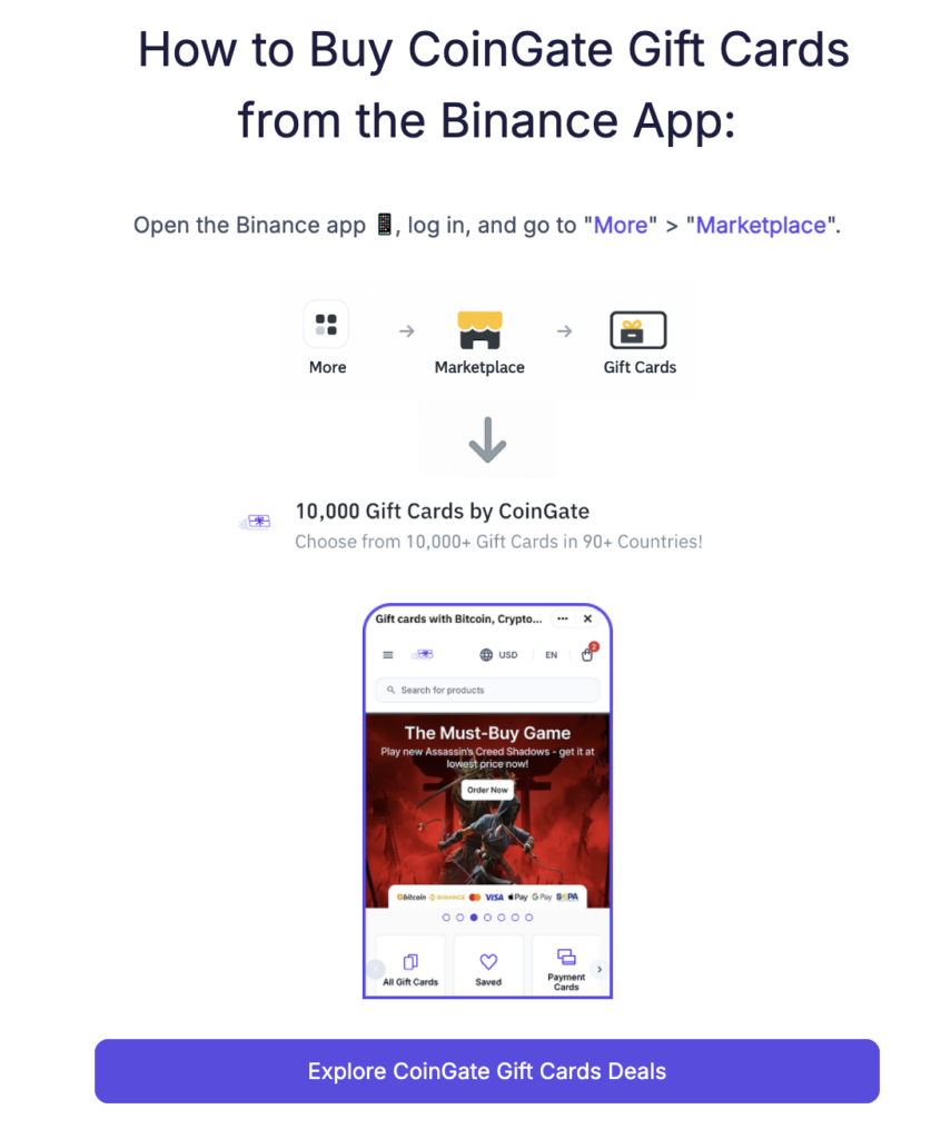 binance app coingate gift cards