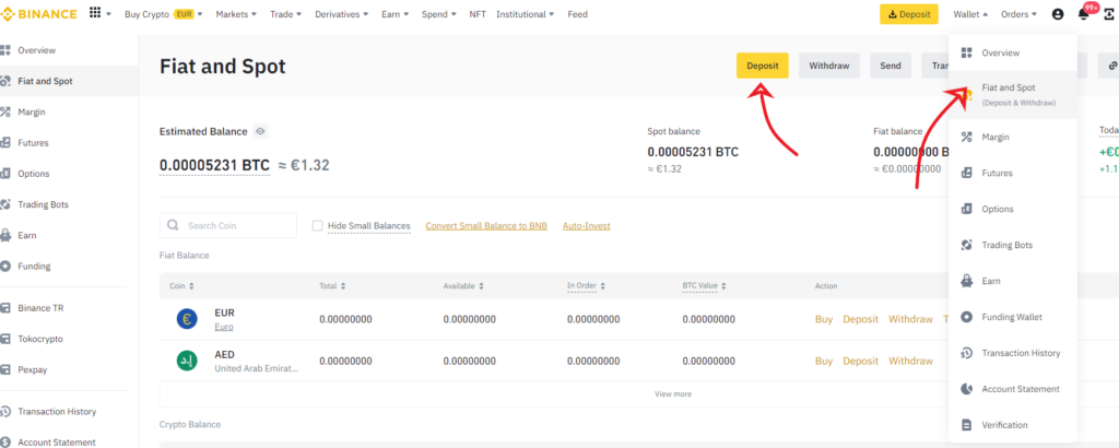 binance deposit crypto