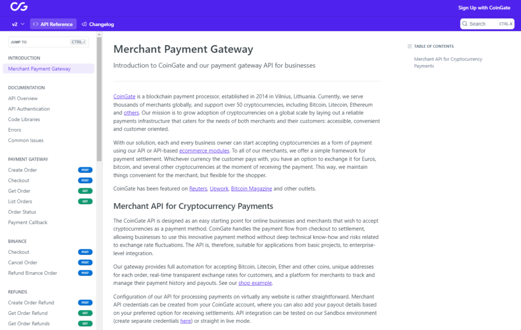 coingate api Dokumentation