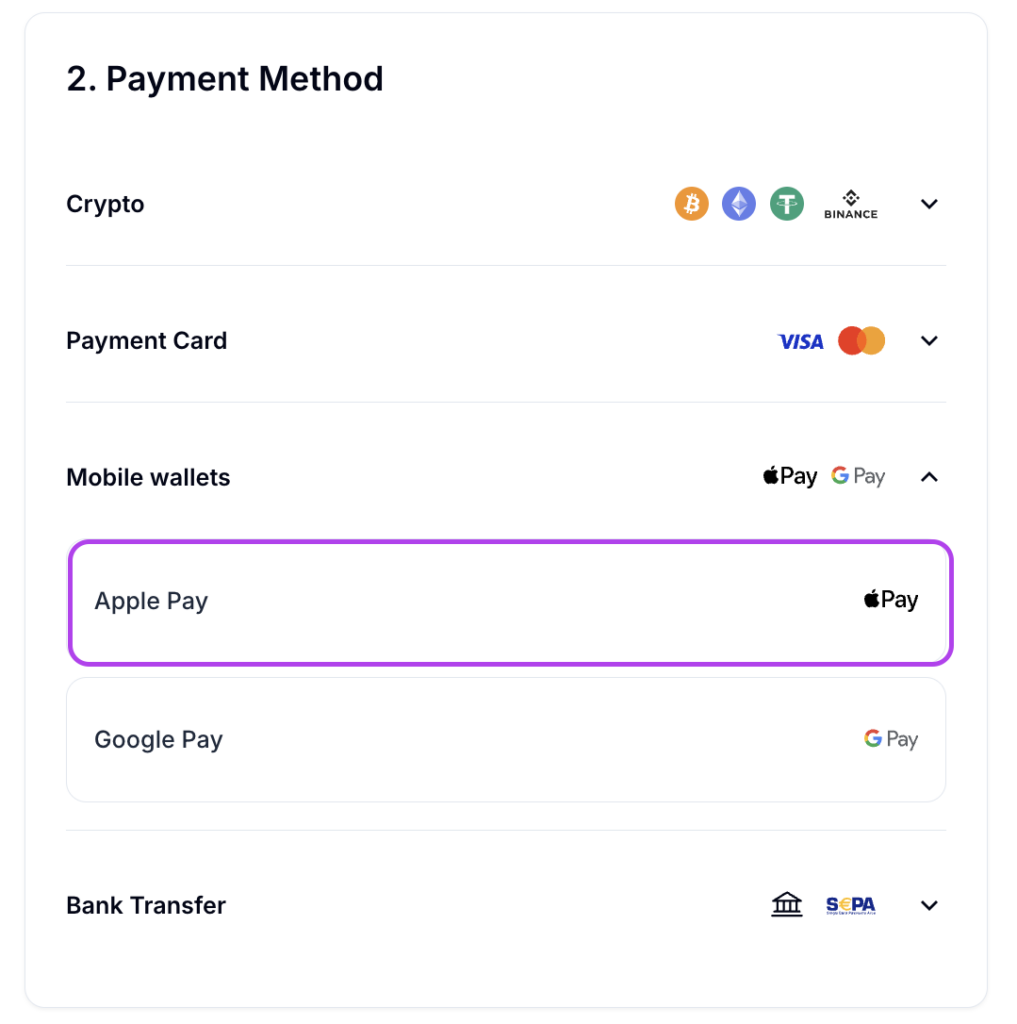 Payment method apple pay